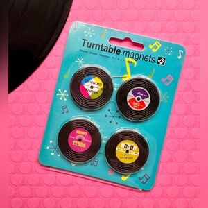 New Retro 60s 70s 80s Style Mini Music Record Novelty Fridge Magnets Set of 4